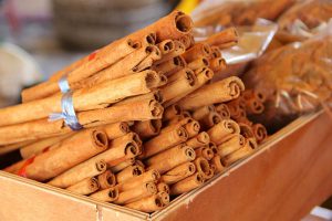 Tray of Cinnamon Sticks and Ground Cinnamon