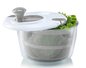 Quickly dries freshly washed lettuce and other leafy greens.