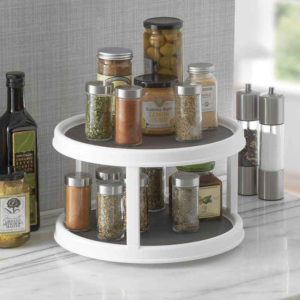 It glides easily to find the spice needed –no more shifting bottles and jars in front to get the ones behind