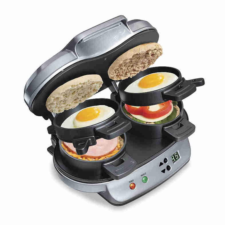 Hamilton Beach Dual Breakfast Sandwich Maker - Cook two breakfast sandwiches to perfection according to own preferences