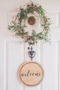 A welcoming Christmas Wreath at the front door