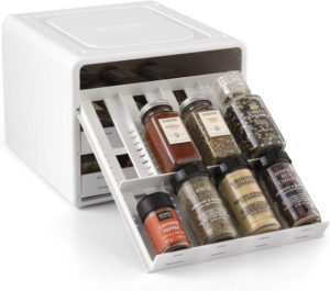 No matter the jars are round, square, shorter or higher, you will be able to organize them all in this three drop-down drawers