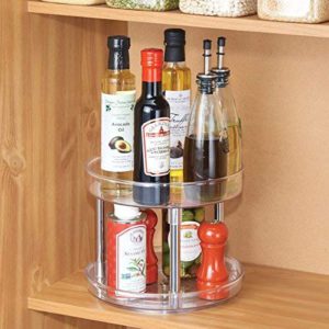 This is a great spinning organizer in a kitchen cupboard, making the most of available space