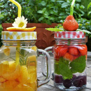 Attractively vibrant glass of infused water