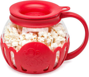 A fun popcorn popping experience with this durable temperature safe borosilicate glass popper.