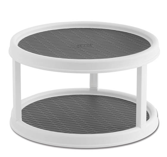 Pantry cabinet lazy Susan turntable is a revolving spice rack with non-skid surface turntables moulded into the platforms for durability and easy to clean. 