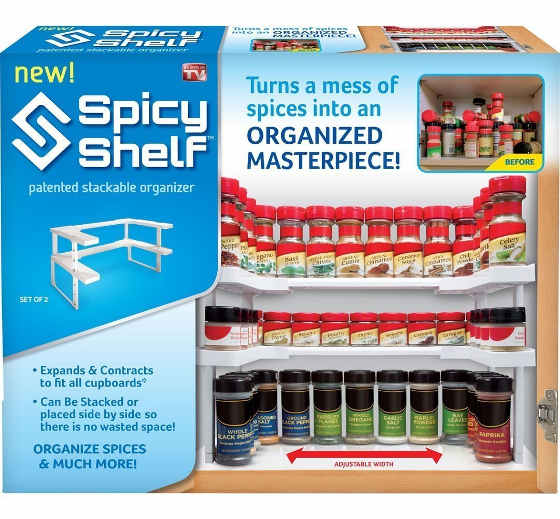 This spice rack fits any cabinet as it is fully adjustable to fit different sizes.